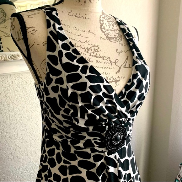 VTG 90s Black and white Print Summer Dress - Picture 8 of 10